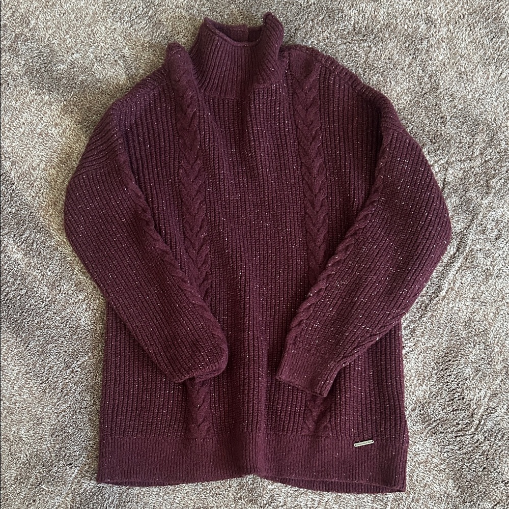 Abercrombie & Fitch Burgundy Cable Knit Sweater
